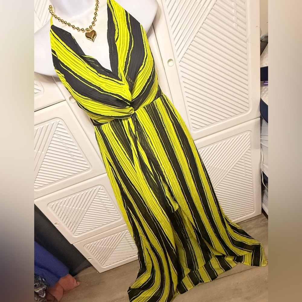 Striped Yellow and Black Maxi Dress